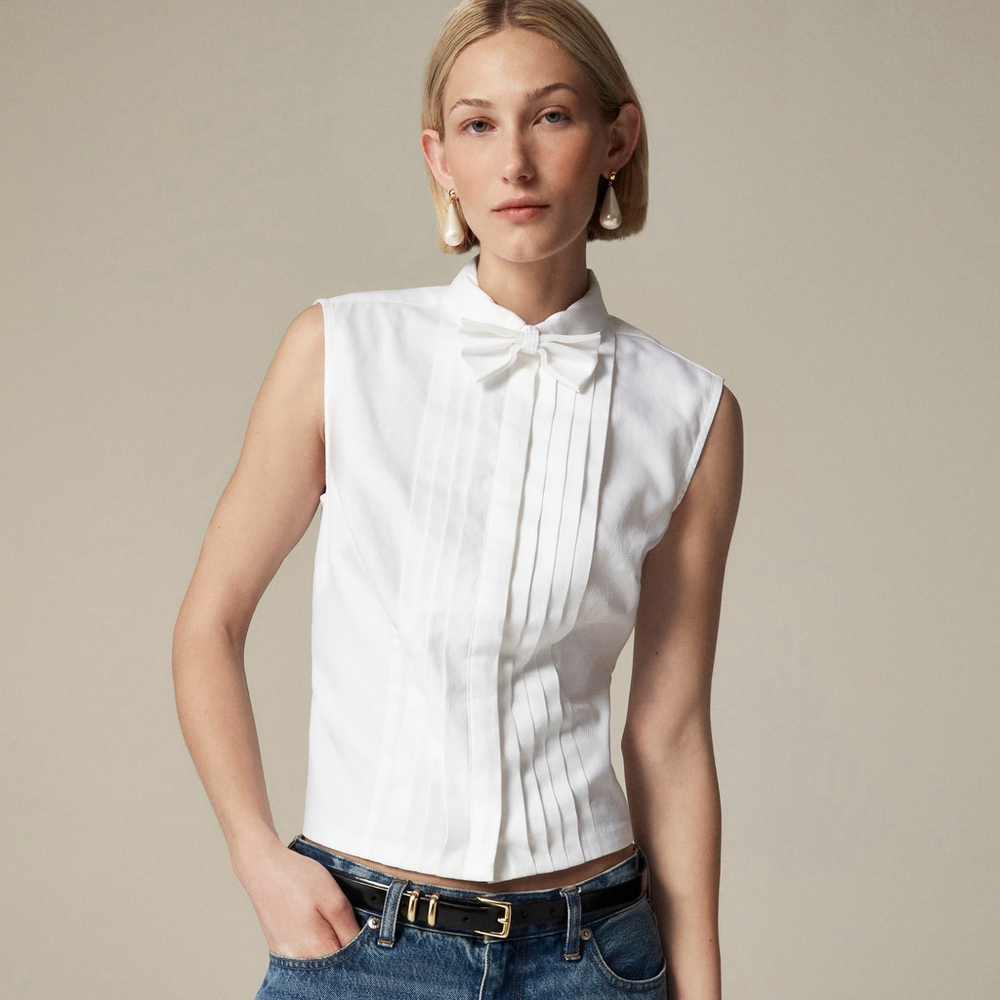 J.Crew Sleeveless Tuxedo Shirt with Bow Tie - Size 24 - NWT